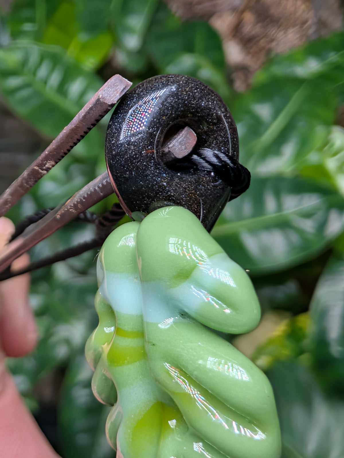 mint monstera pendant