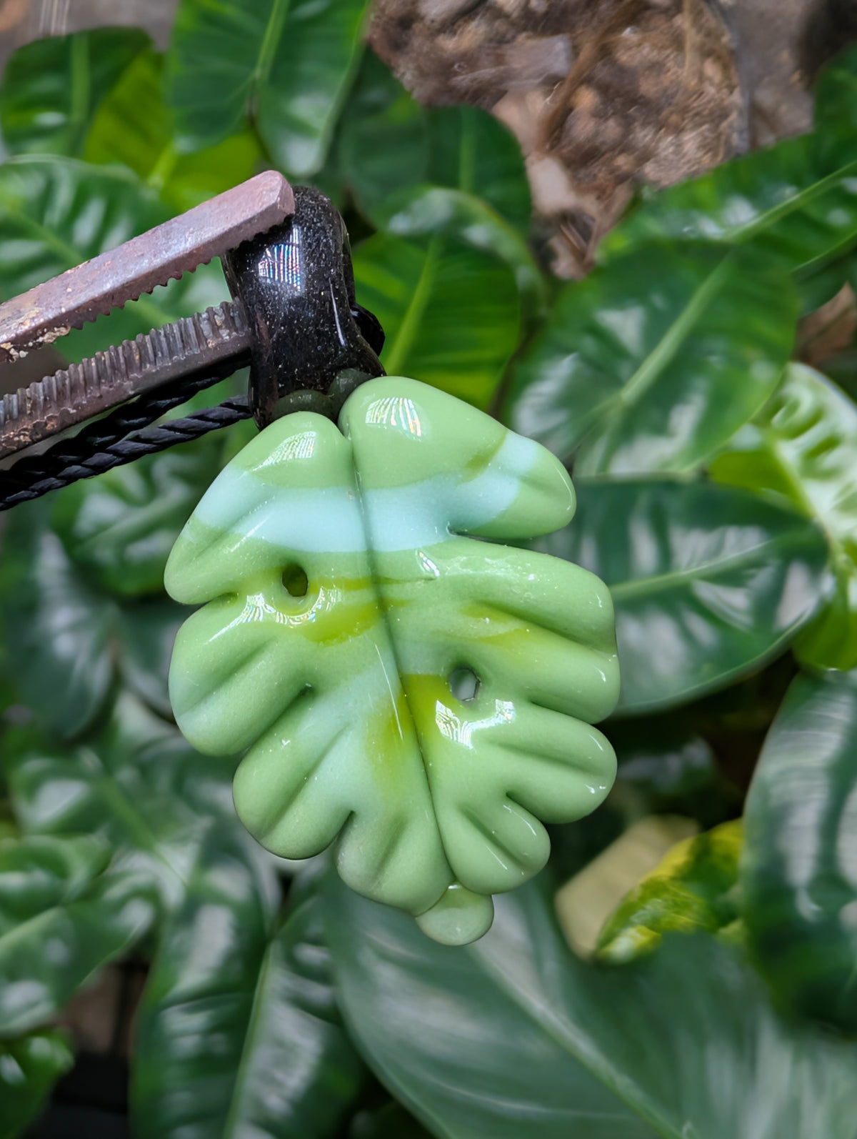 mint monstera pendant