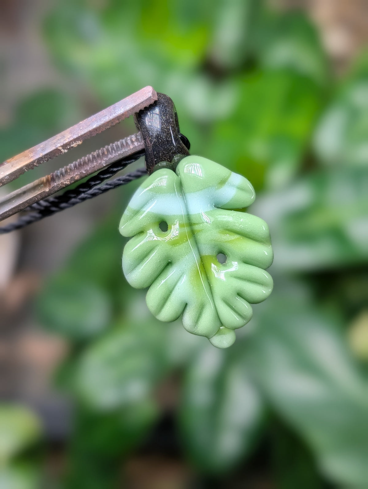 mint monstera pendant