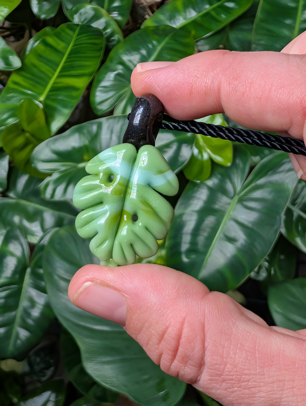 mint monstera pendant
